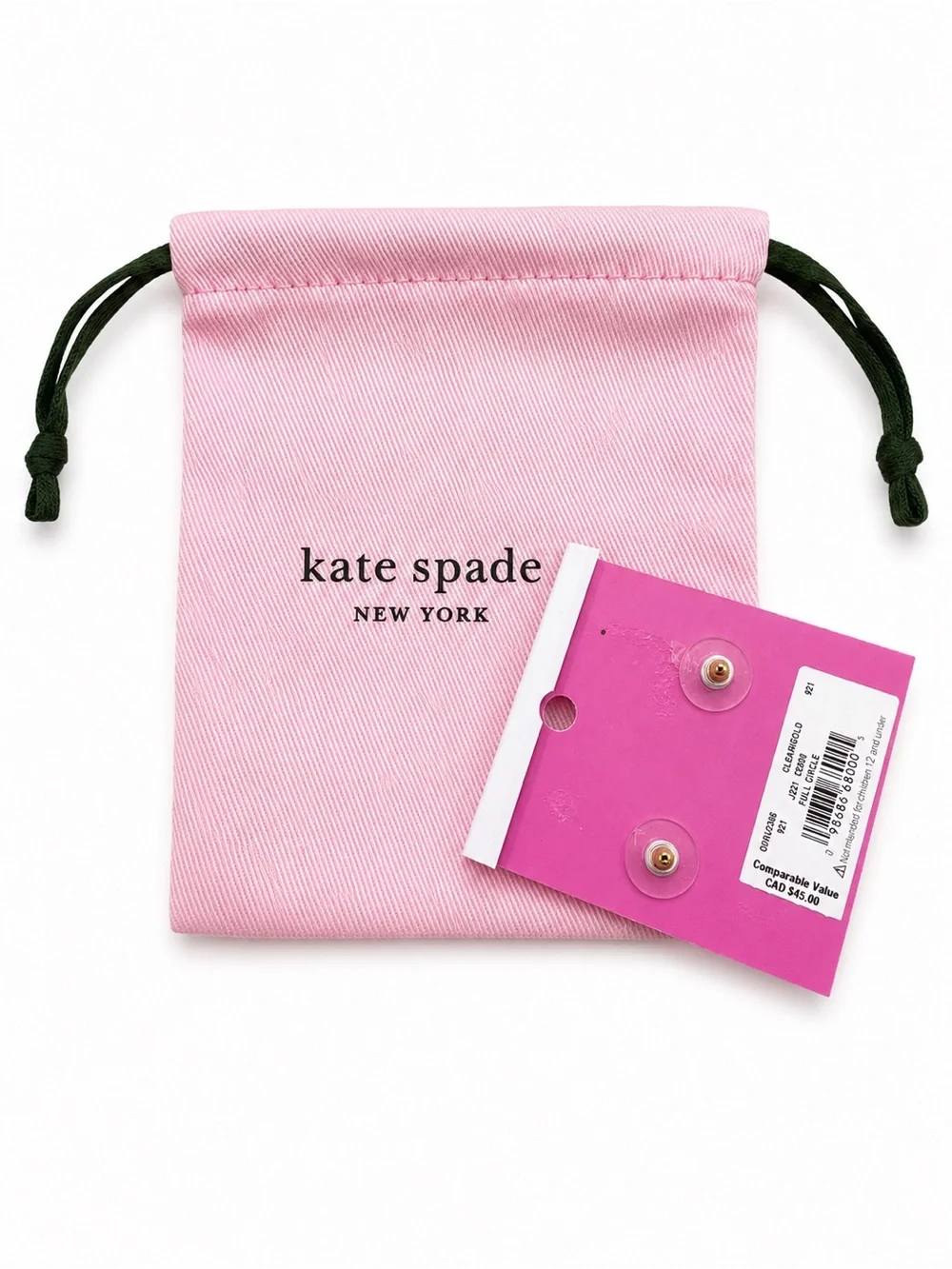 Kate Spade New York Gold Tone Cubic Zirconia Circle Stud Earrings NWT